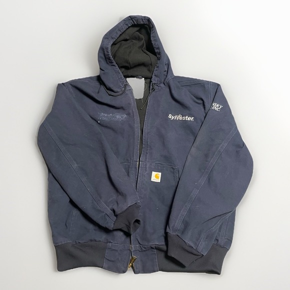 Carhartt Other - Vintage Carhartt‎ J131 DNY Dark Navy Hooded Jacket Sz XL Sylvester Polansky Seed